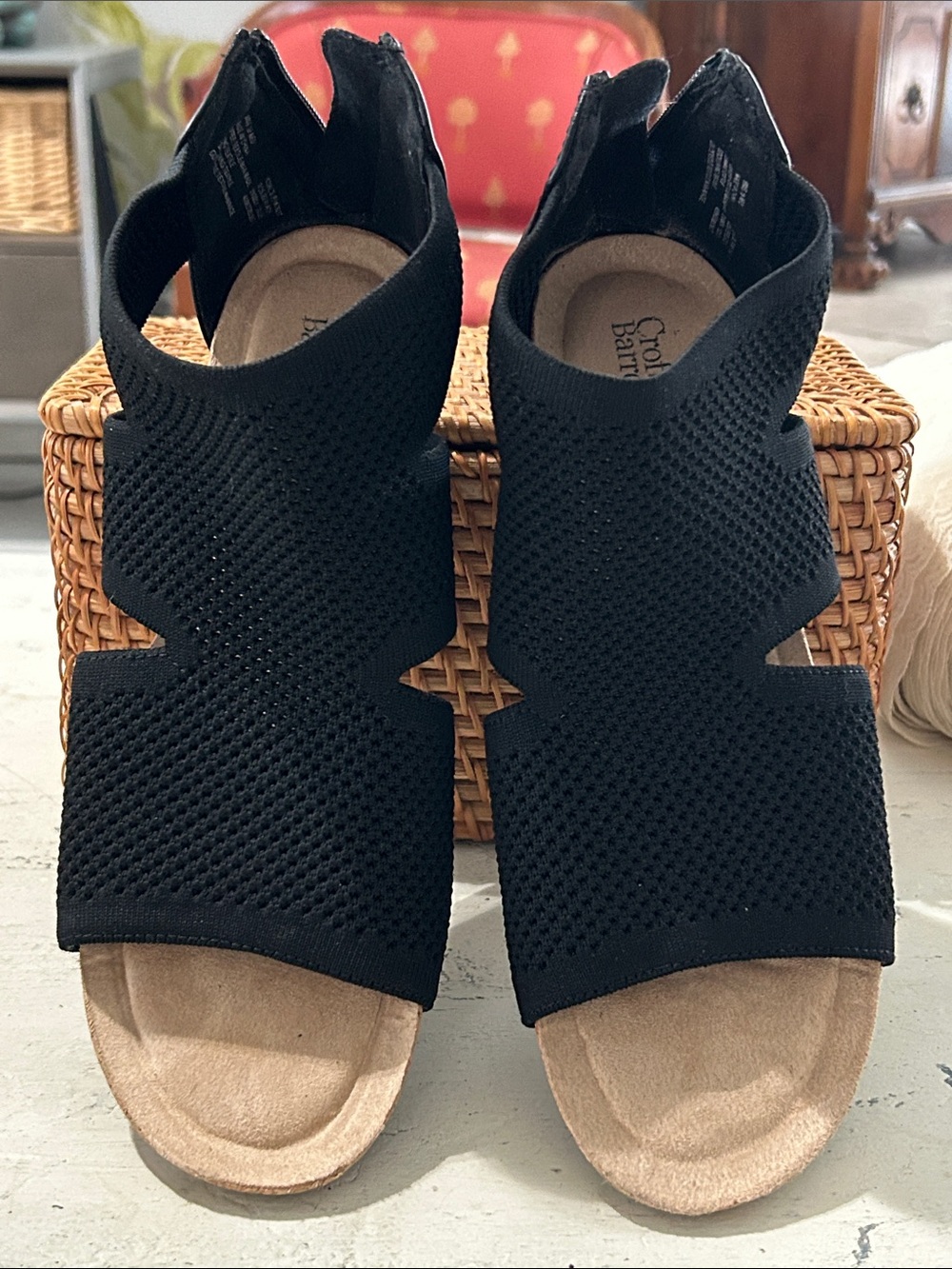 Croft and Barrow Black Knit Open-Toe Women's Sandals